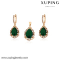64174 Xuping luxury lever back earring findings grace waterdrop gold jewelry set for wedding jewelry
